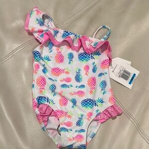 Flapdoodles Pink and Blue Pineapple Print Swimsuit
